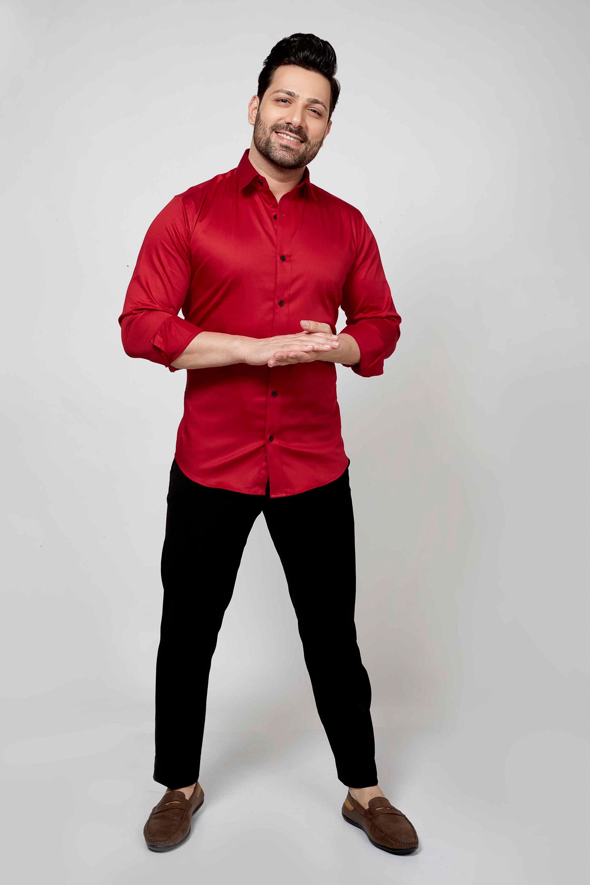 Red - Satin Slim fit shirt - John Watson