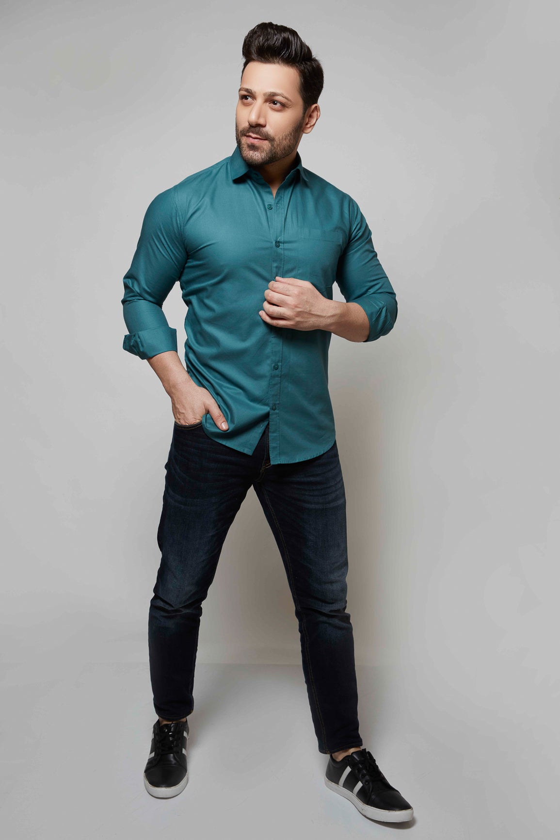 Meridian Green- Cord Slim fit shirt - John Watson