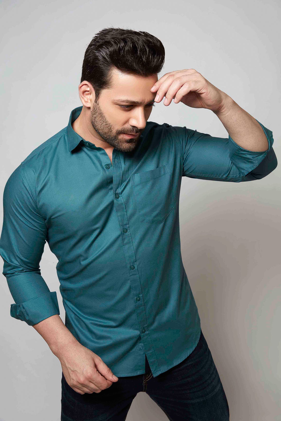 Meridian Green- Cord Slim fit shirt - John Watson