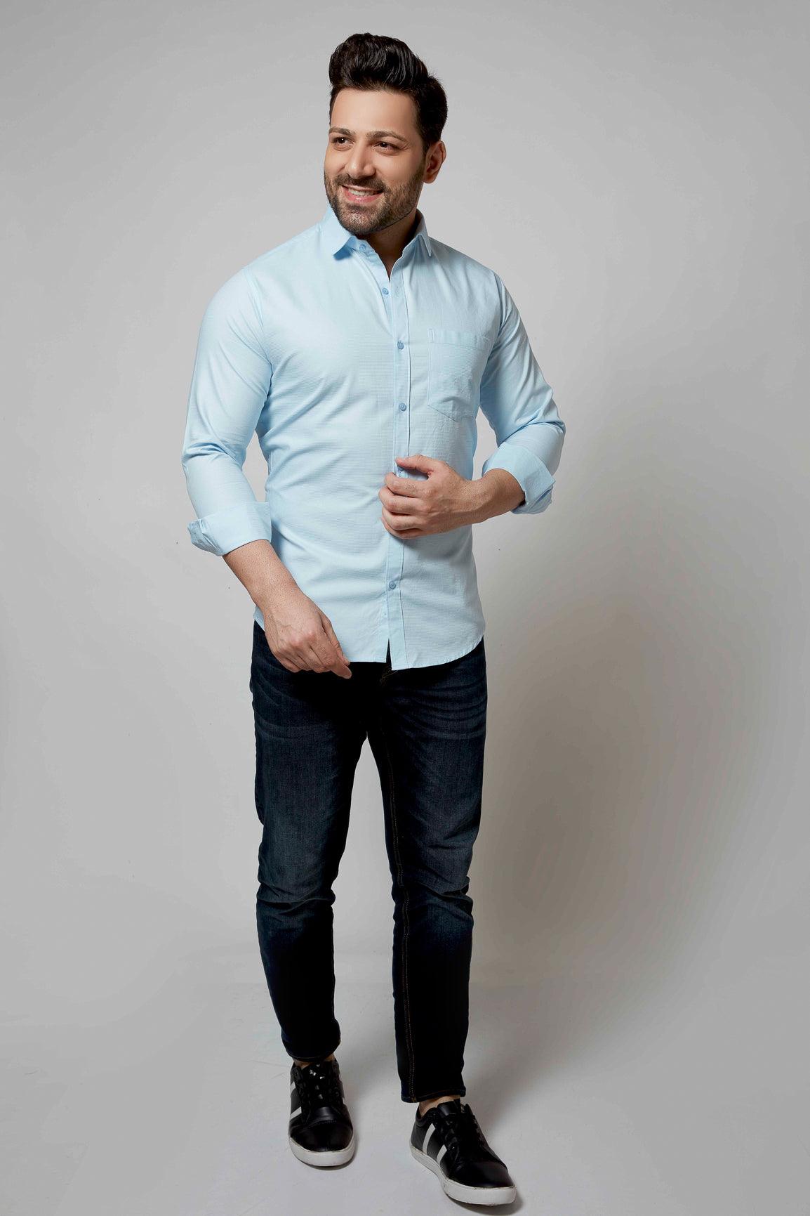 Baby Blue - Cord Slim fit shirt - John Watson