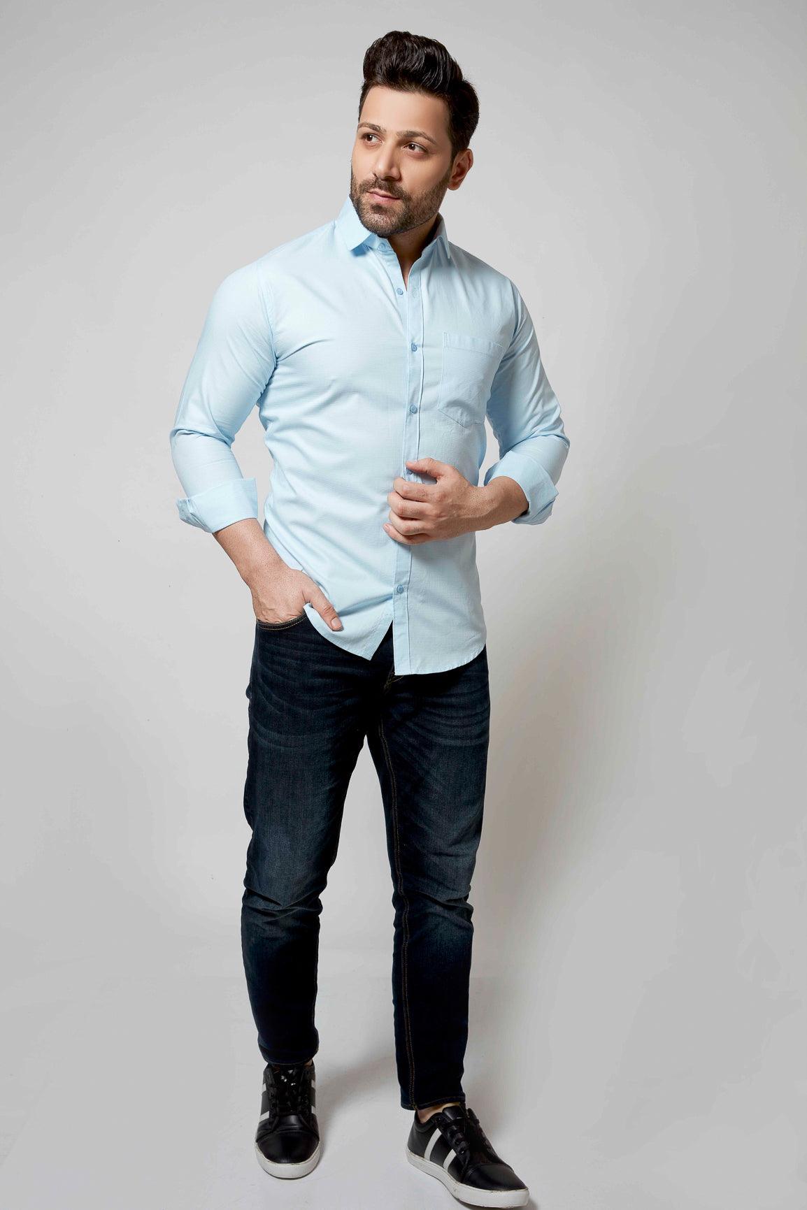 Baby Blue - Cord Slim fit shirt - John Watson