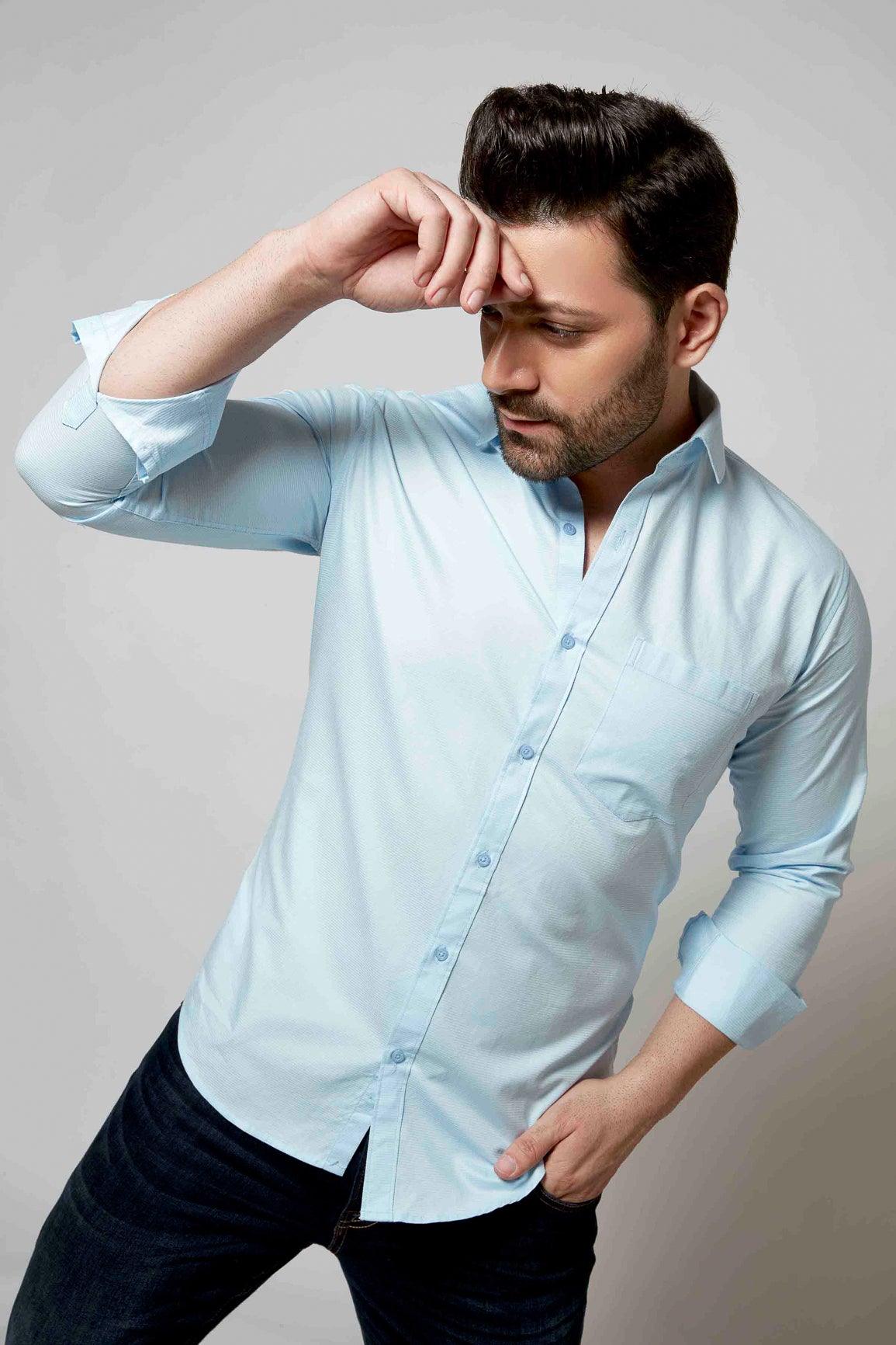 Baby Blue - Cord Slim fit shirt - John Watson