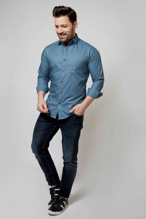 Cobalt Blue - Cord Slim fit shirt - John Watson