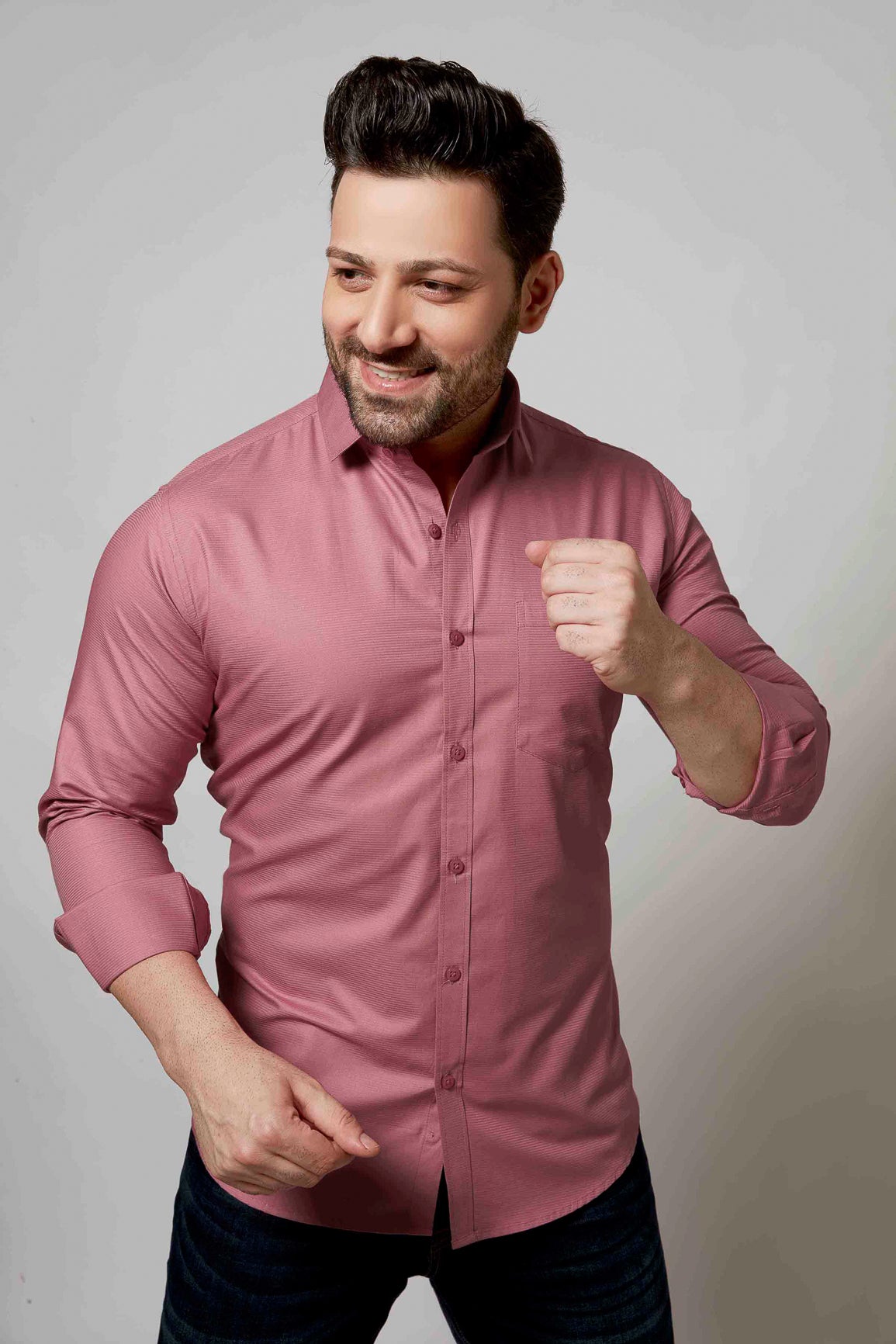 Pink - Cord Slim fit shirt - John Watson