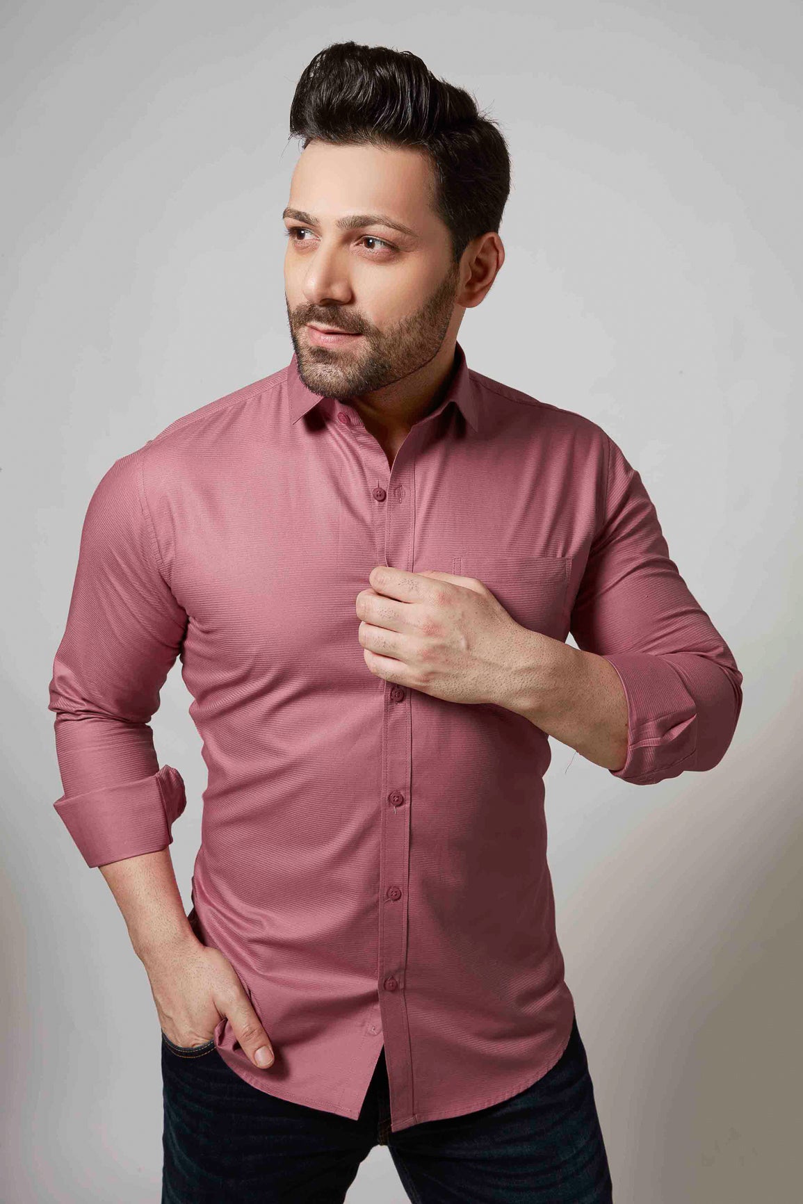 Pink - Cord Slim fit shirt - John Watson