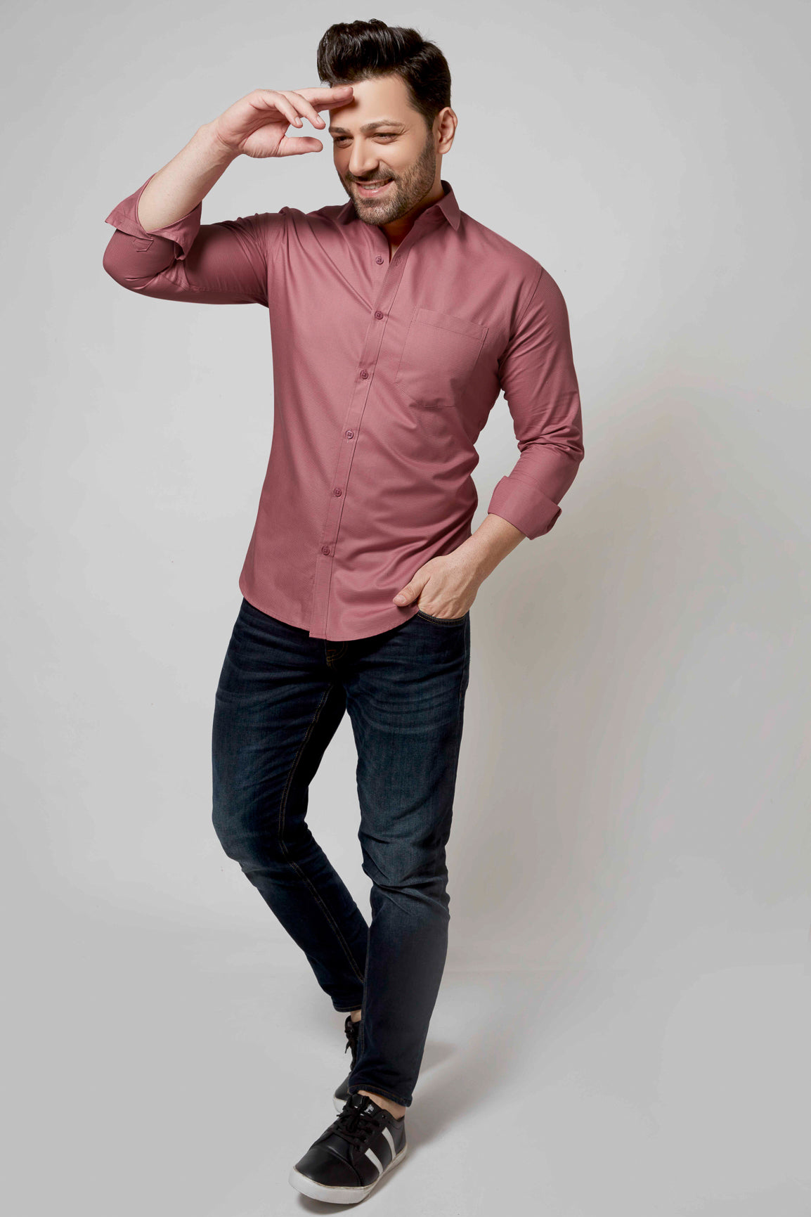 Pink - Cord Slim fit shirt - John Watson