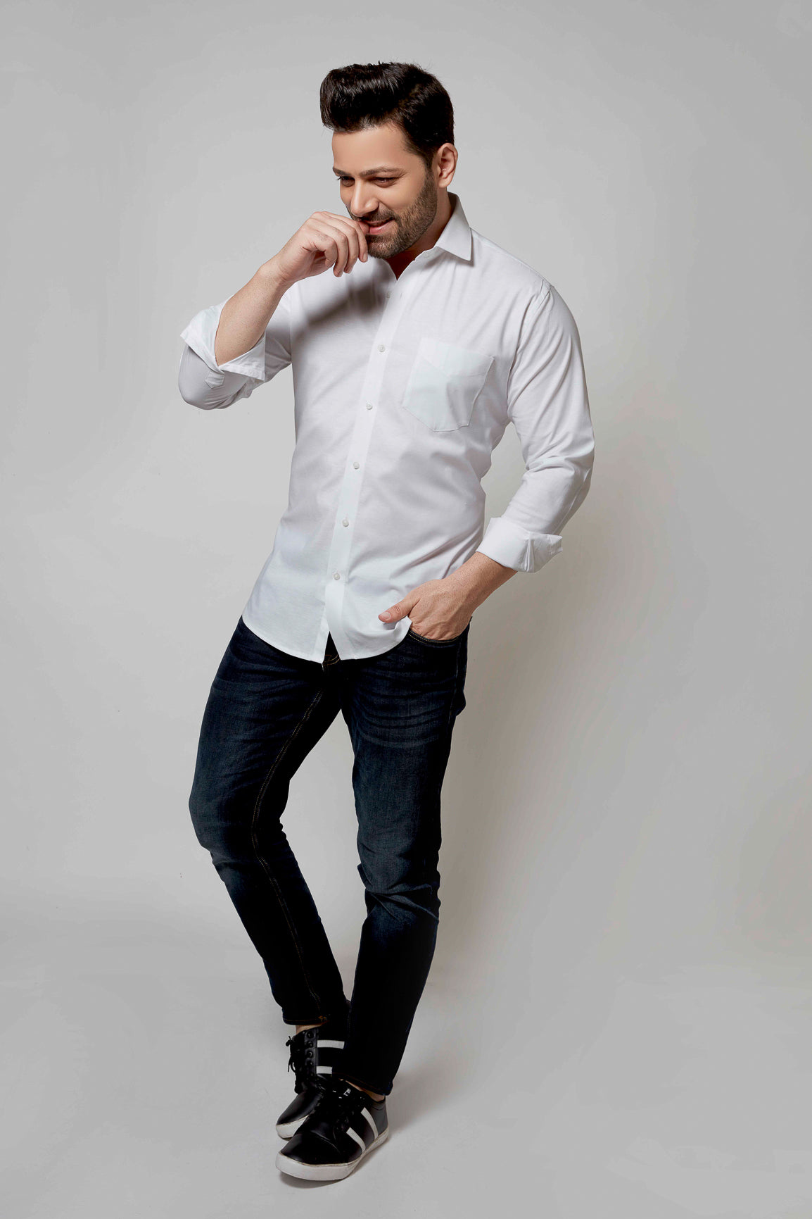 Pearl White - Oxford slim fit shirt - John Watson