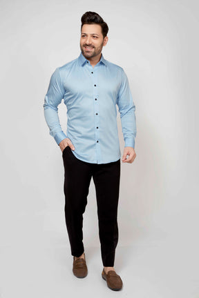 Sky Blue - Satin Slim fit shirt - John Watson