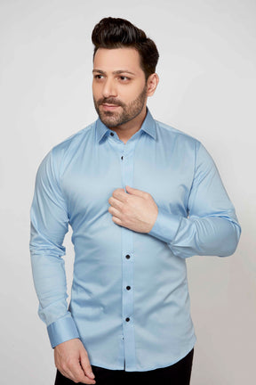 Sky Blue - Satin Slim fit shirt - John Watson