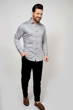 Grey- Satin Slim fit shirt - John Watson