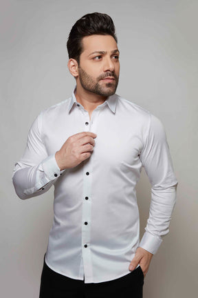 White - Satin Slim fit shirt - John Watson