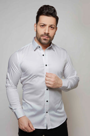 White - Satin Slim fit shirt - John Watson