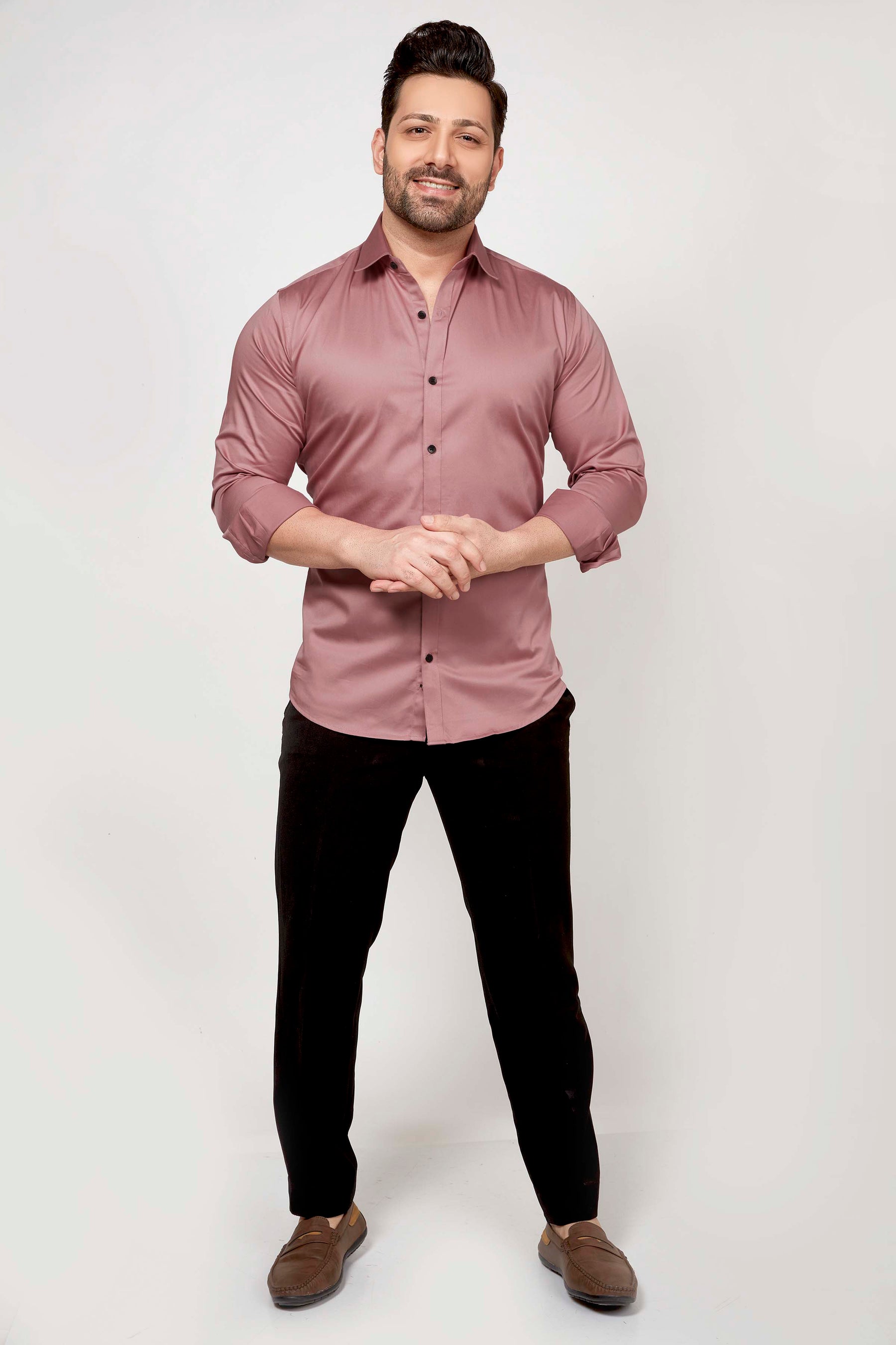 Pink - Satin Slim fit shirt - John Watson