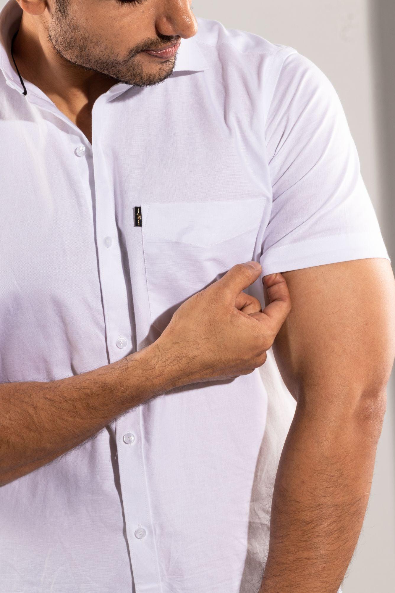 Amber White - Oxford Half-Sleeve Slim-Fit Shirt