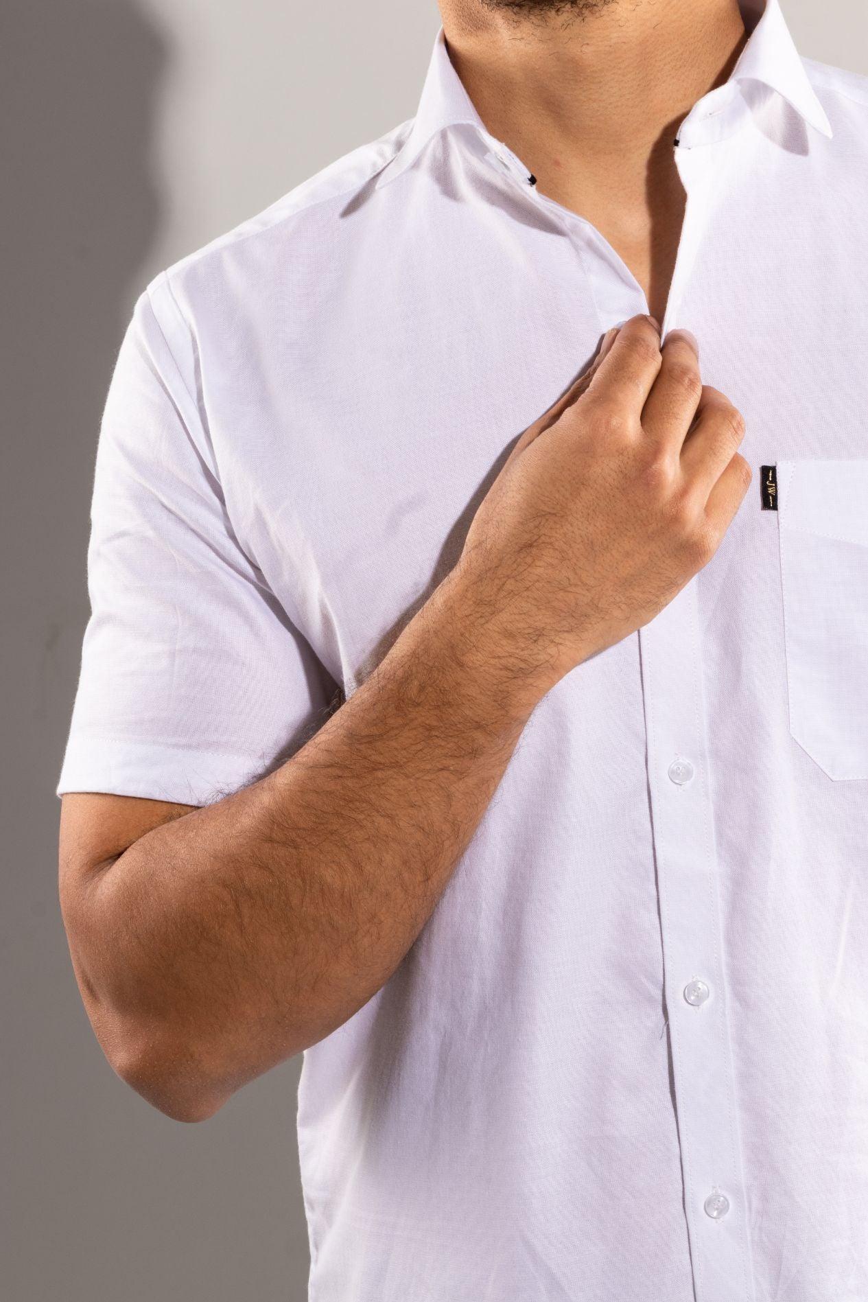 Amber White - Oxford Half-Sleeve Slim-Fit Shirt