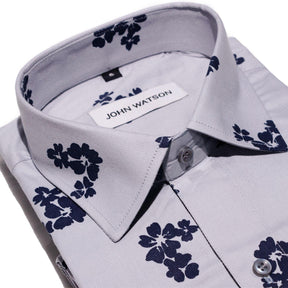 Bustard - Printed Twill Shirt - Grey - John Watson