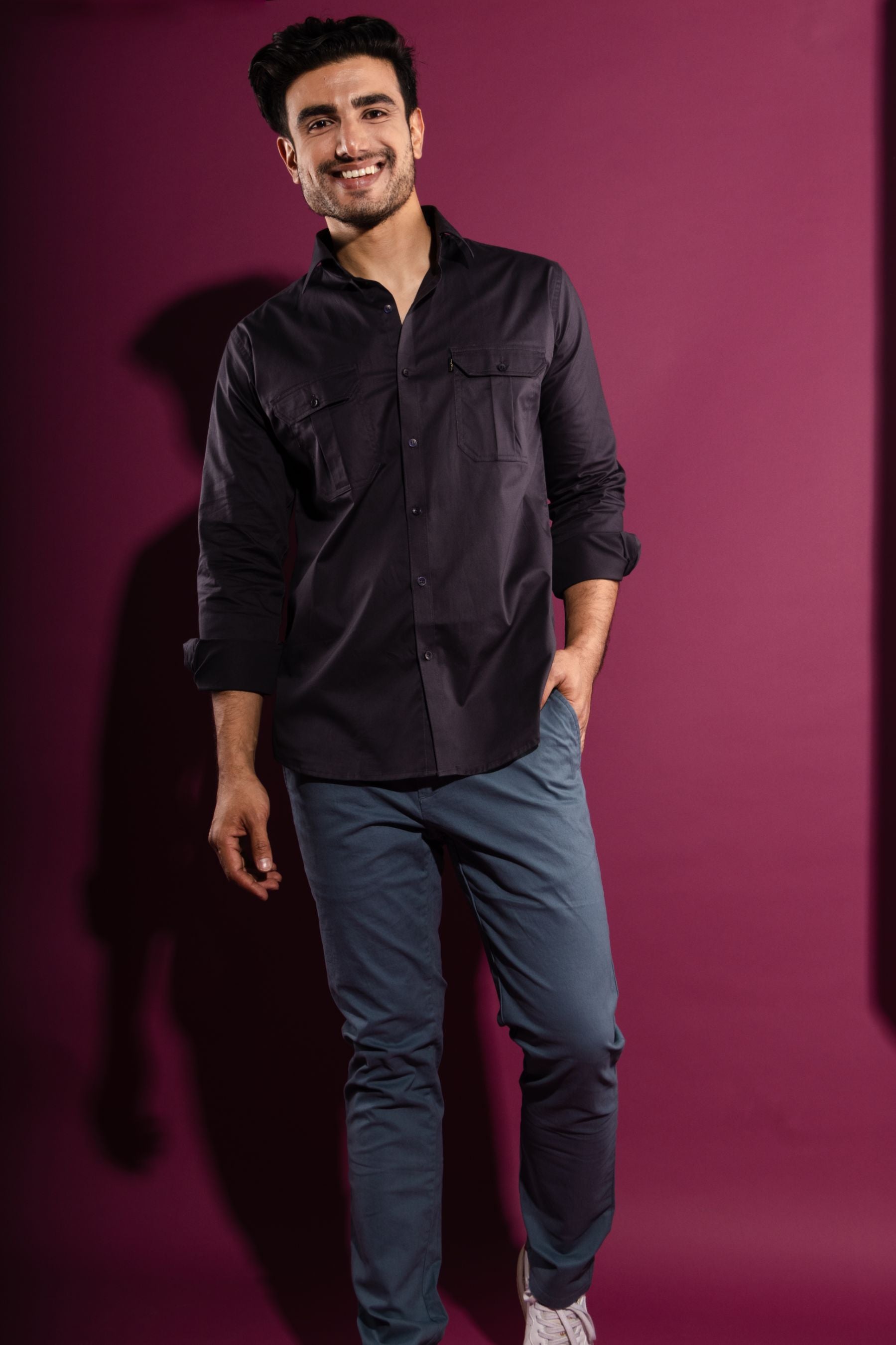 Chirping Grey - Double-Pocket Slim-Fit Shirt - John Watson