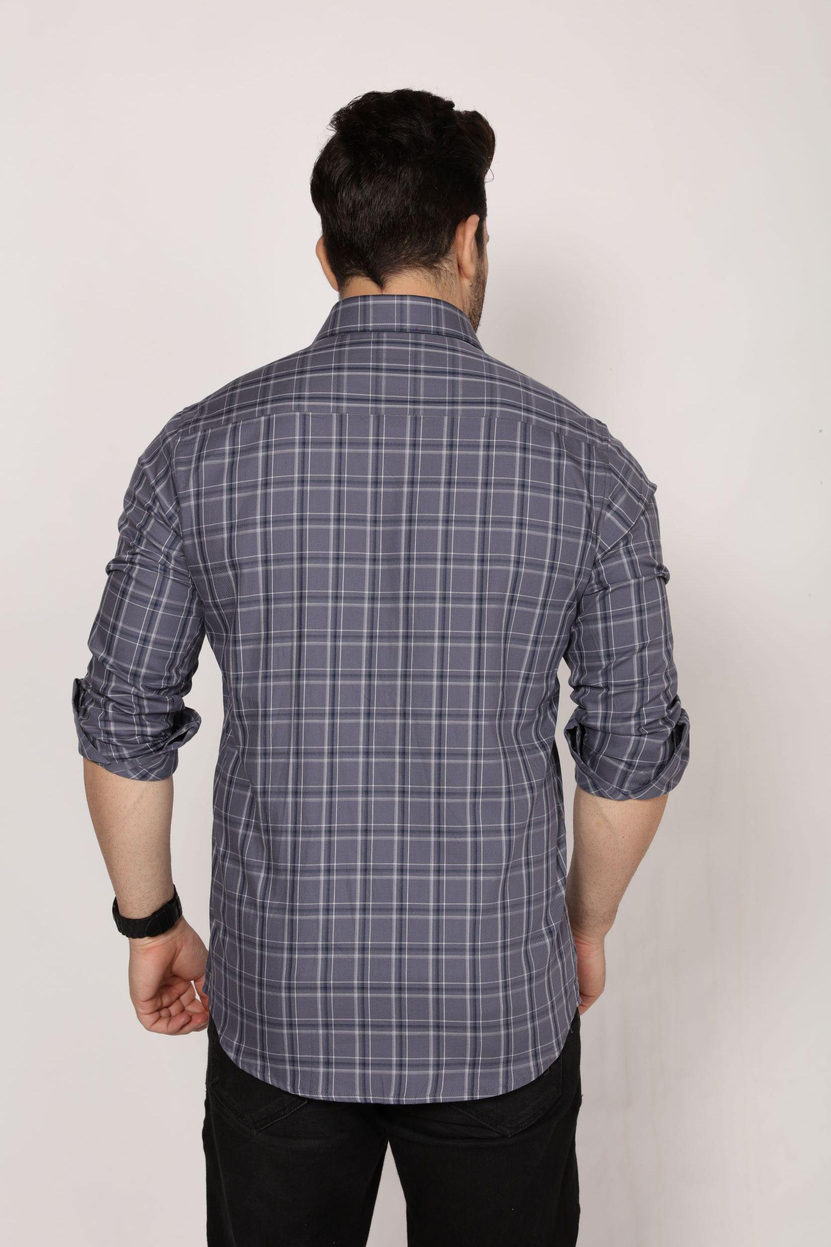 Derby - Checkered Slim fit shirt - Grey - John Watson