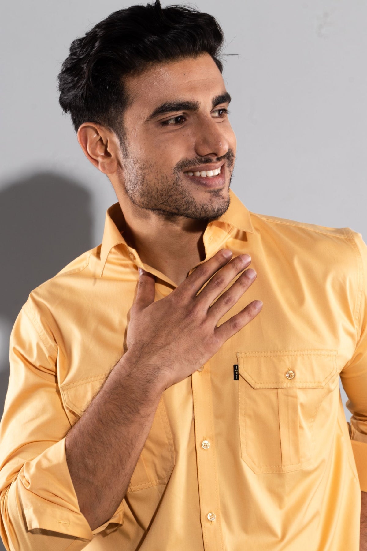 Egyptian Yellow Double-Pocket Slim-Fit Shirt S/36 - Main Image
