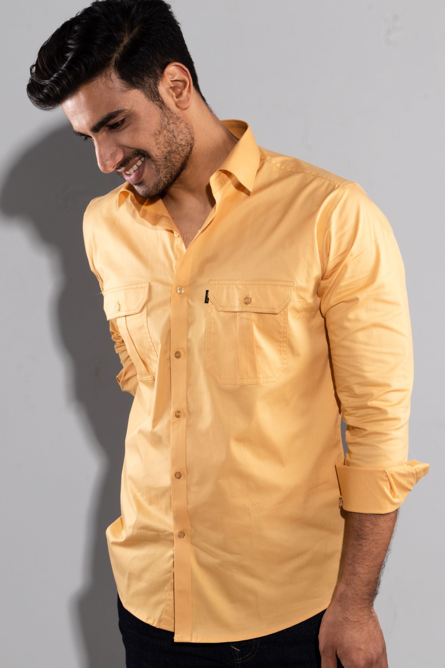 Egyptian Yellow - Double-Pocket Slim-Fit Shirt - John Watson