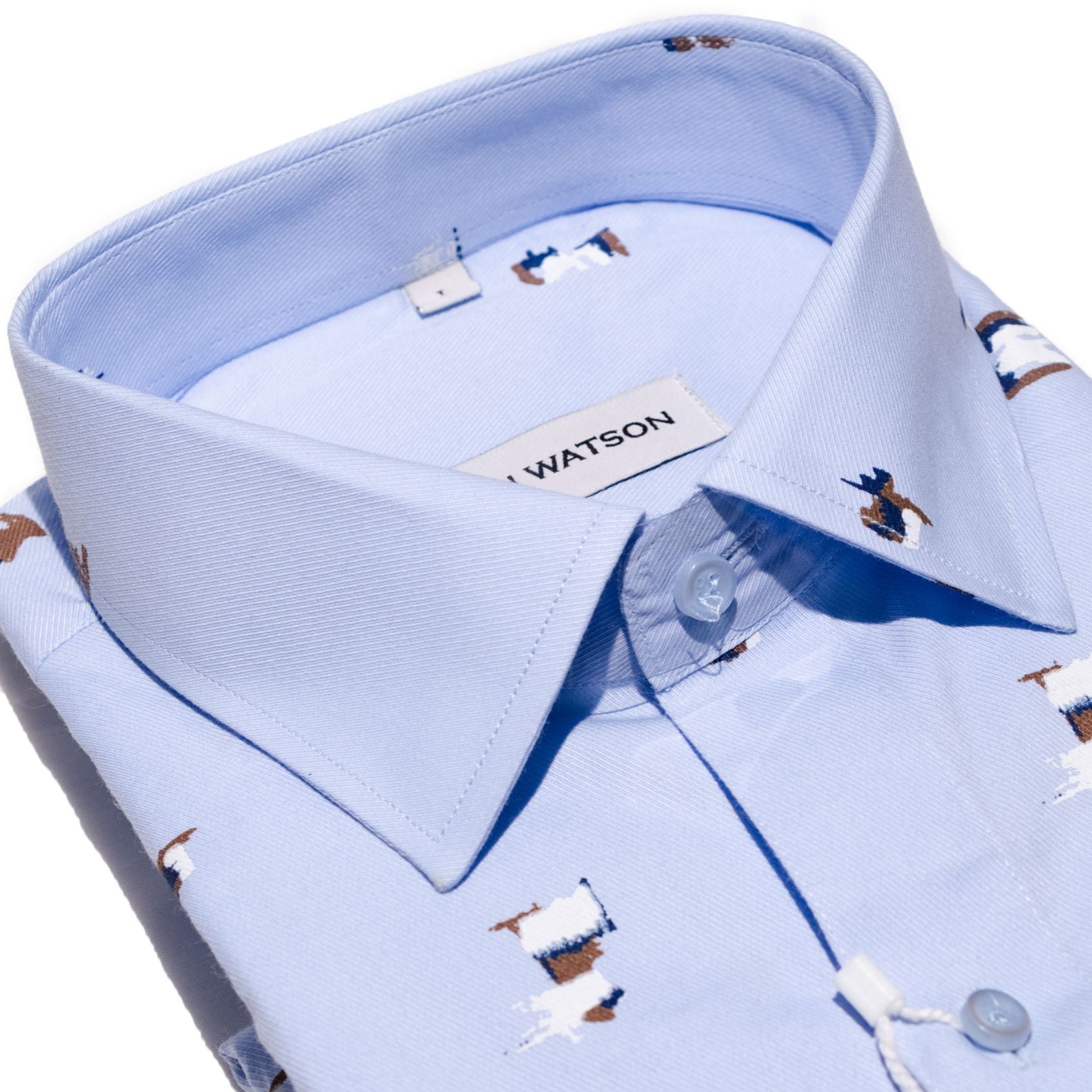 Frigate - Printed twill Shirt- Blue - John Watson