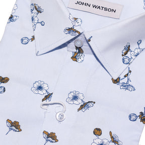 Merganser - Printed Twill Shirt - Blue - John Watson