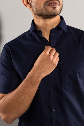 Persian Blue - Oxford Half-Sleeve Slim-Fit Shirt - John Watson