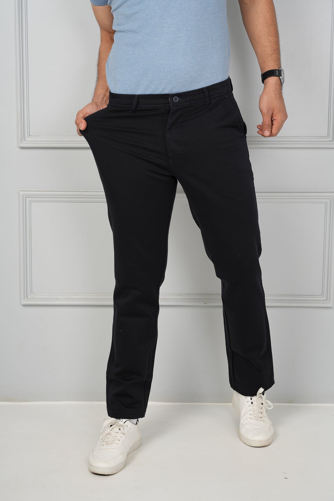 Chinos - Cotton Pants - Navy