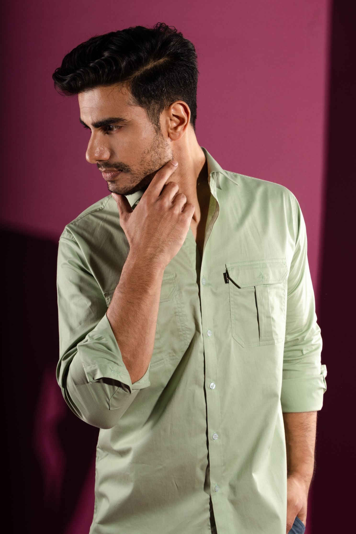 Turkish Green - Double-Pocket Slim-Fit Shirt - John Watson