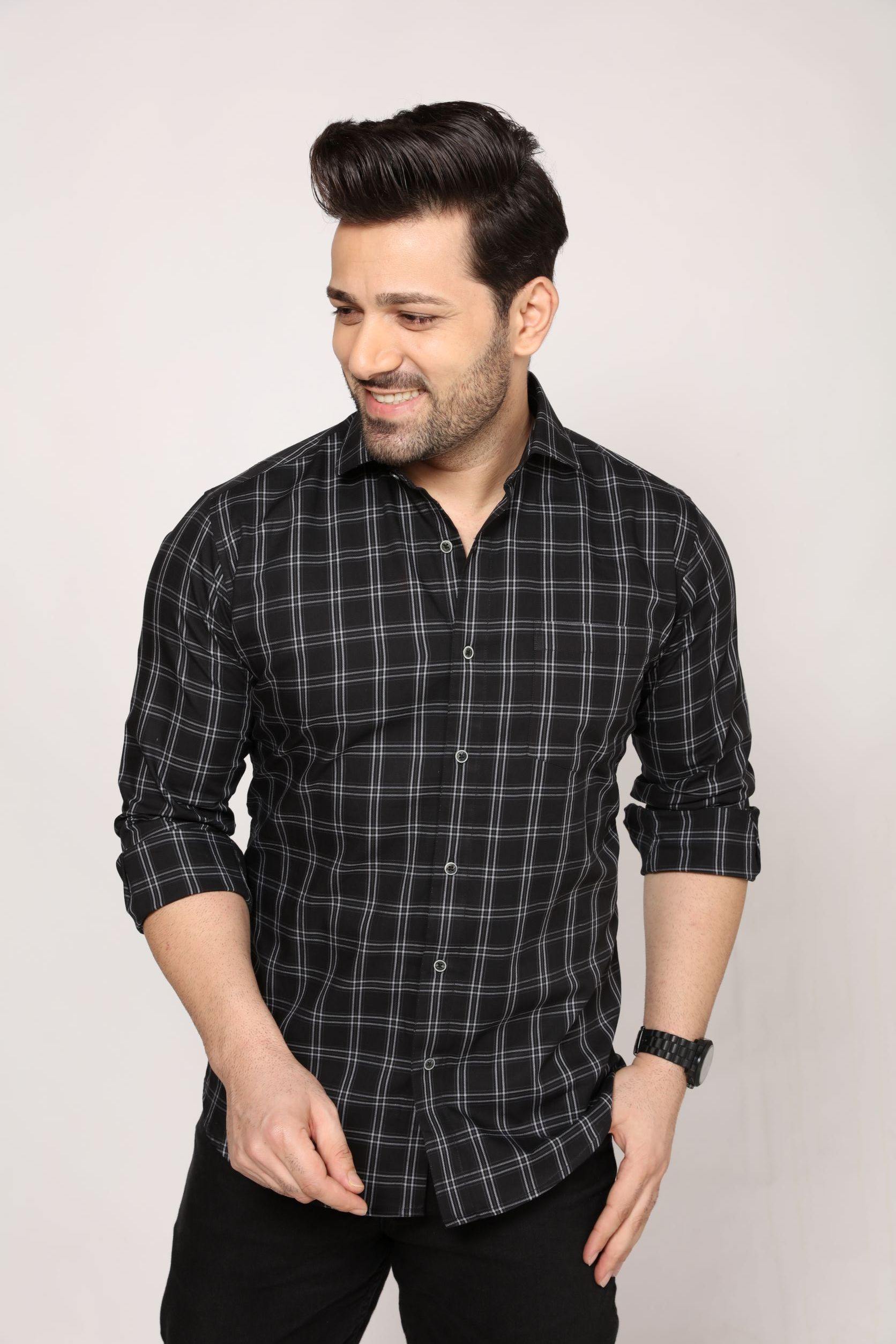 Bath - Checkered Slim fit Shirt- black - John Watson