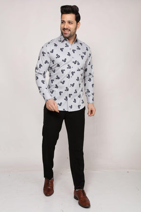 Bustard - Printed Twill Shirt - Grey - John Watson