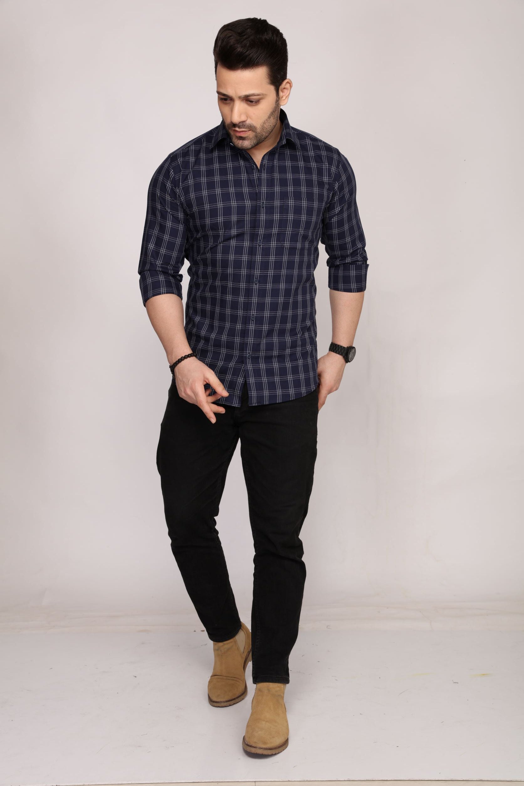 Ely - Checkered slim fit shirt - John Watson