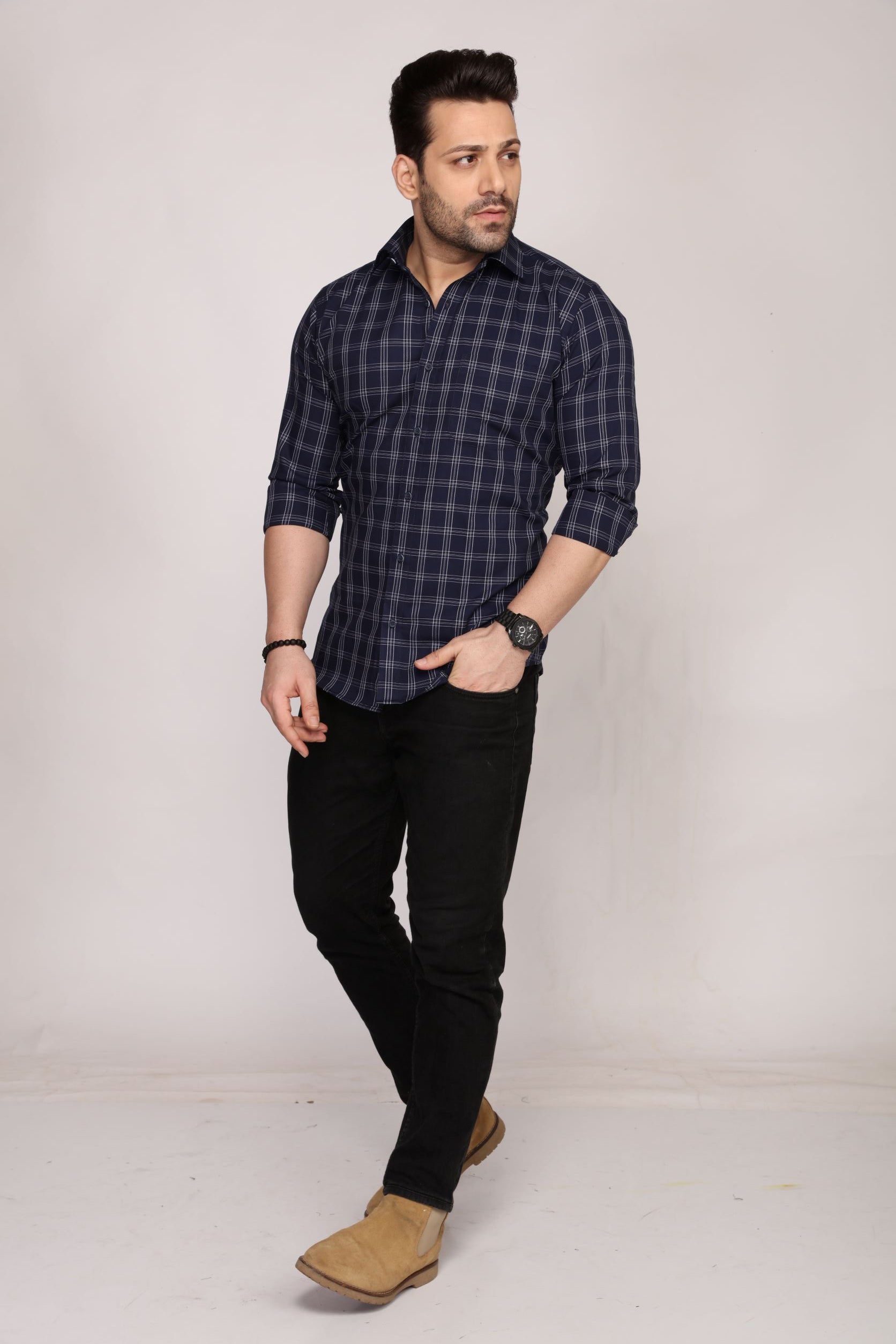 Ely - Checkered slim fit shirt - John Watson