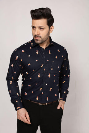 Honduran - Printed Twill Shirt - Black - John Watson