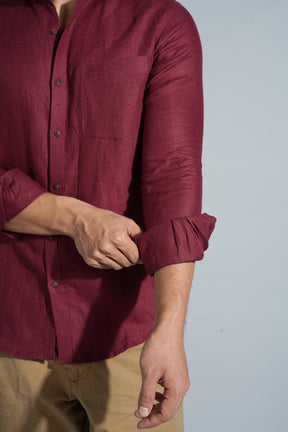 Blood Red - Pure Linen Shirt