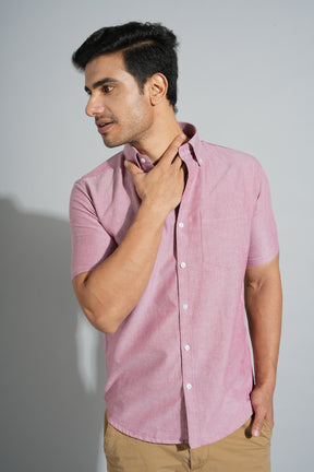 Red- Oxford Button Down Slim Fit Shirt