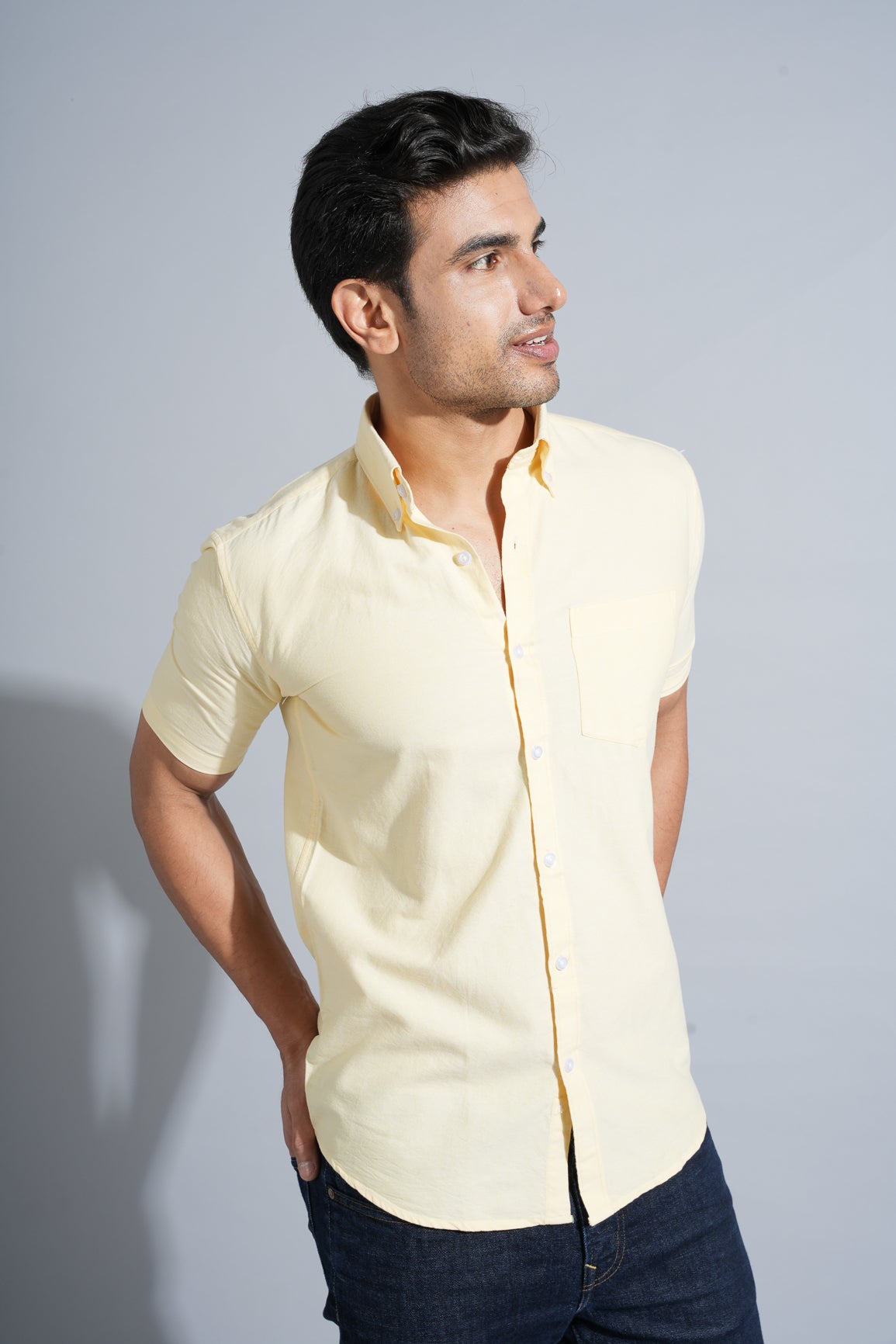 Yellow button down polo on sale shirt