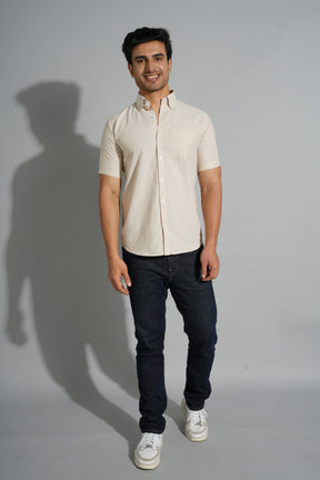 Sand- Oxford Button Down Slim Fit Shirt