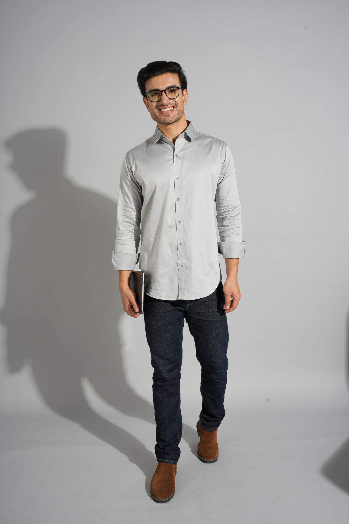 Nash -Satin Slim Fit Shirt - Silver