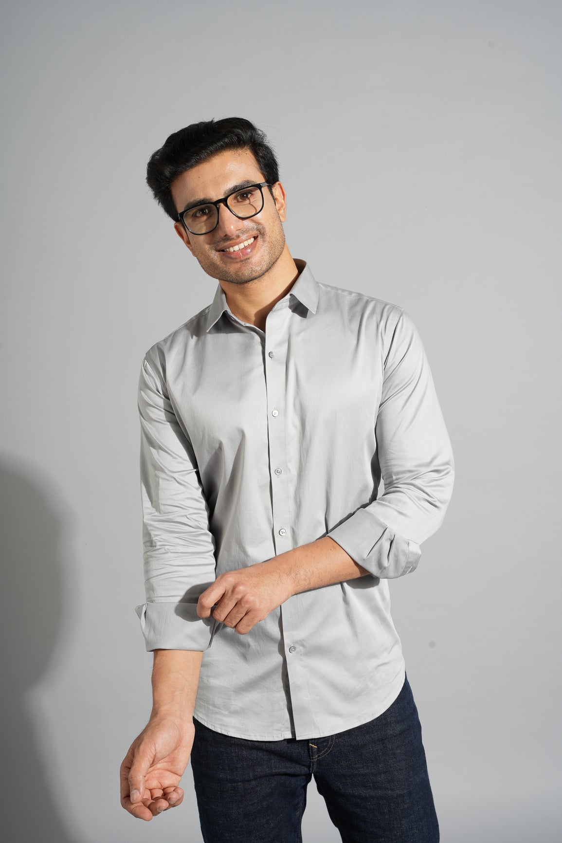 Nash -Satin Slim Fit Shirt - Silver