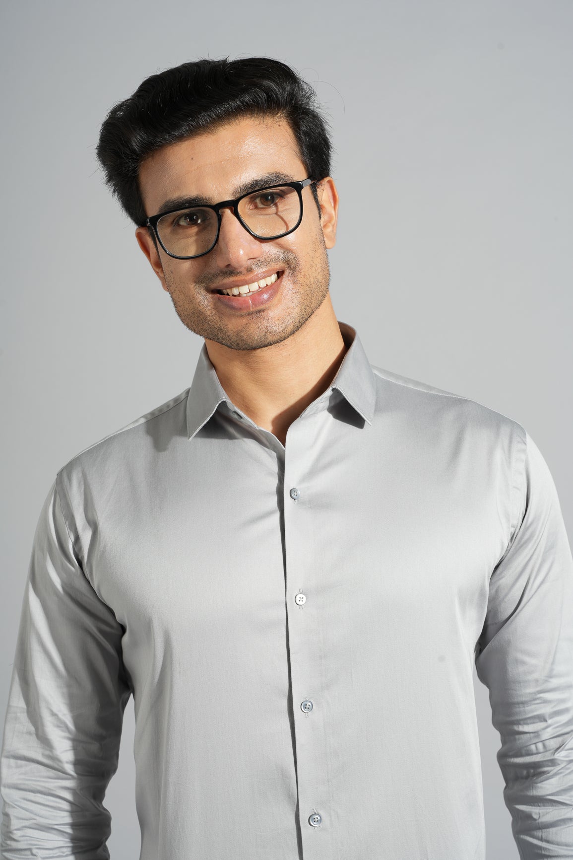 Nash -Satin Slim Fit Shirt - Silver