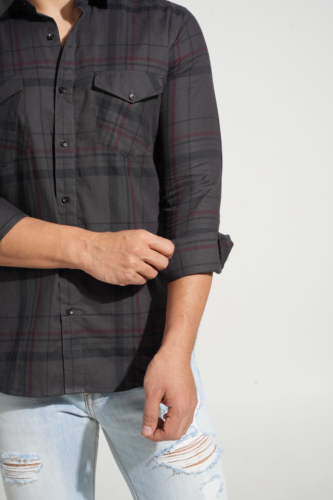 Deneb - Casual Double Pocket Slim Fit Shirt
