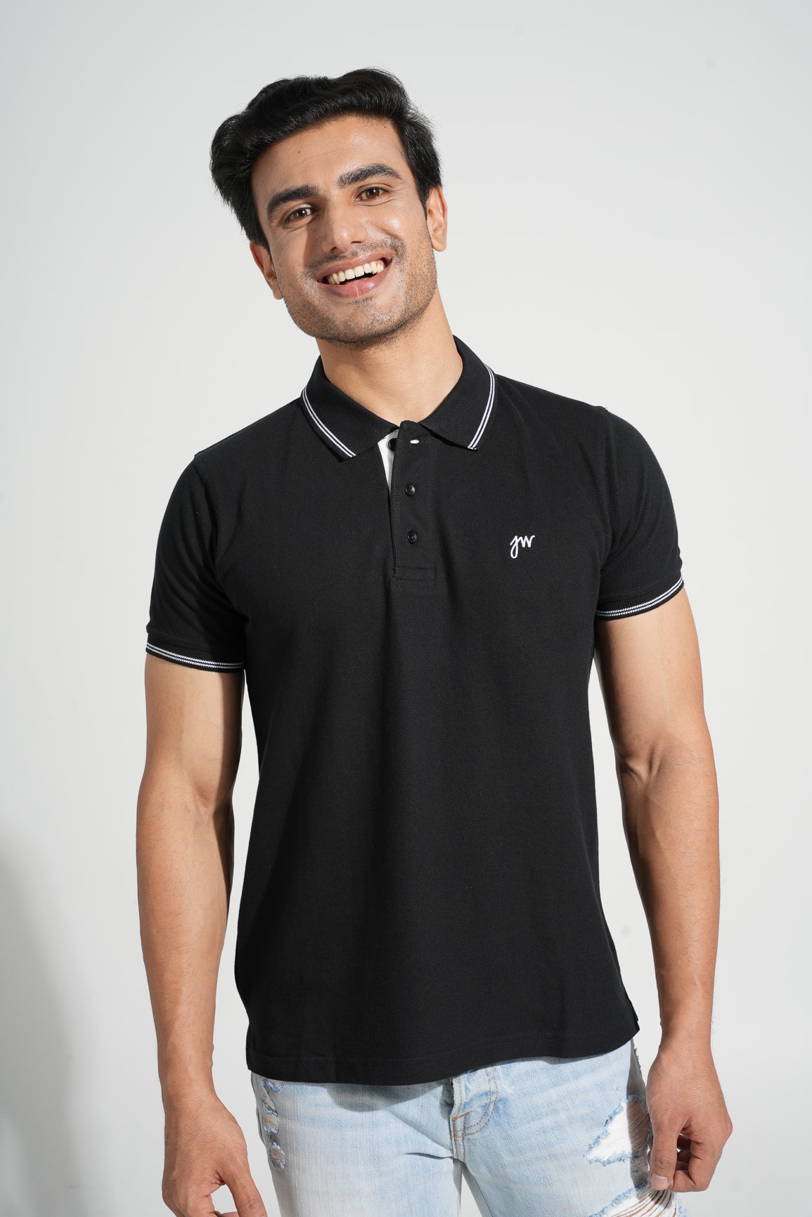 Adad - Tipped men's Polo - Jet Black