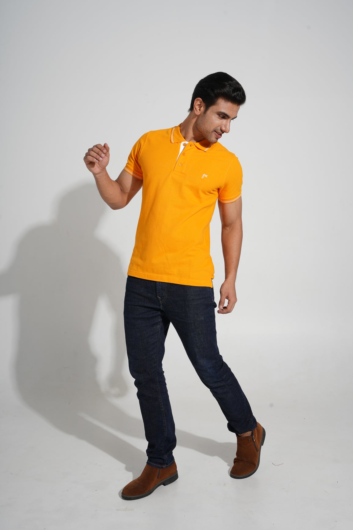 Bayu - Tipped Men's Polo - Tangerine