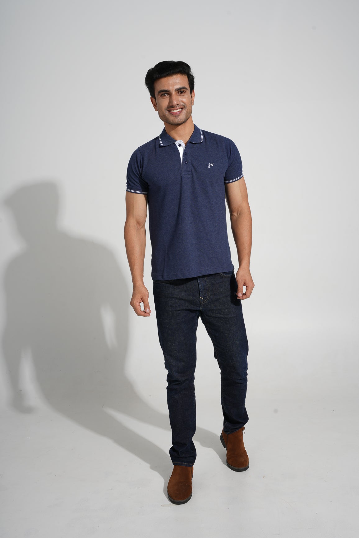 Zeru - Tipped Men's Polo - Dark Denim