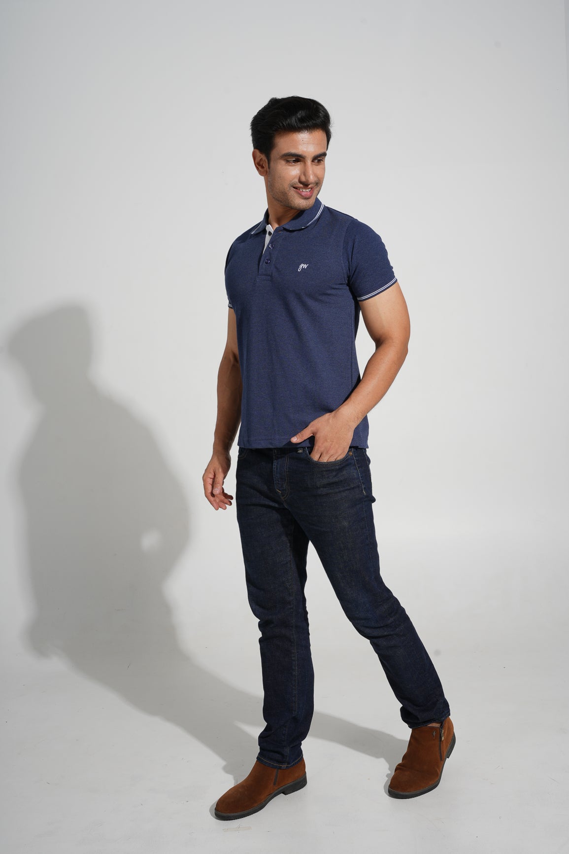 Zeru - Tipped Men's Polo - Dark Denim