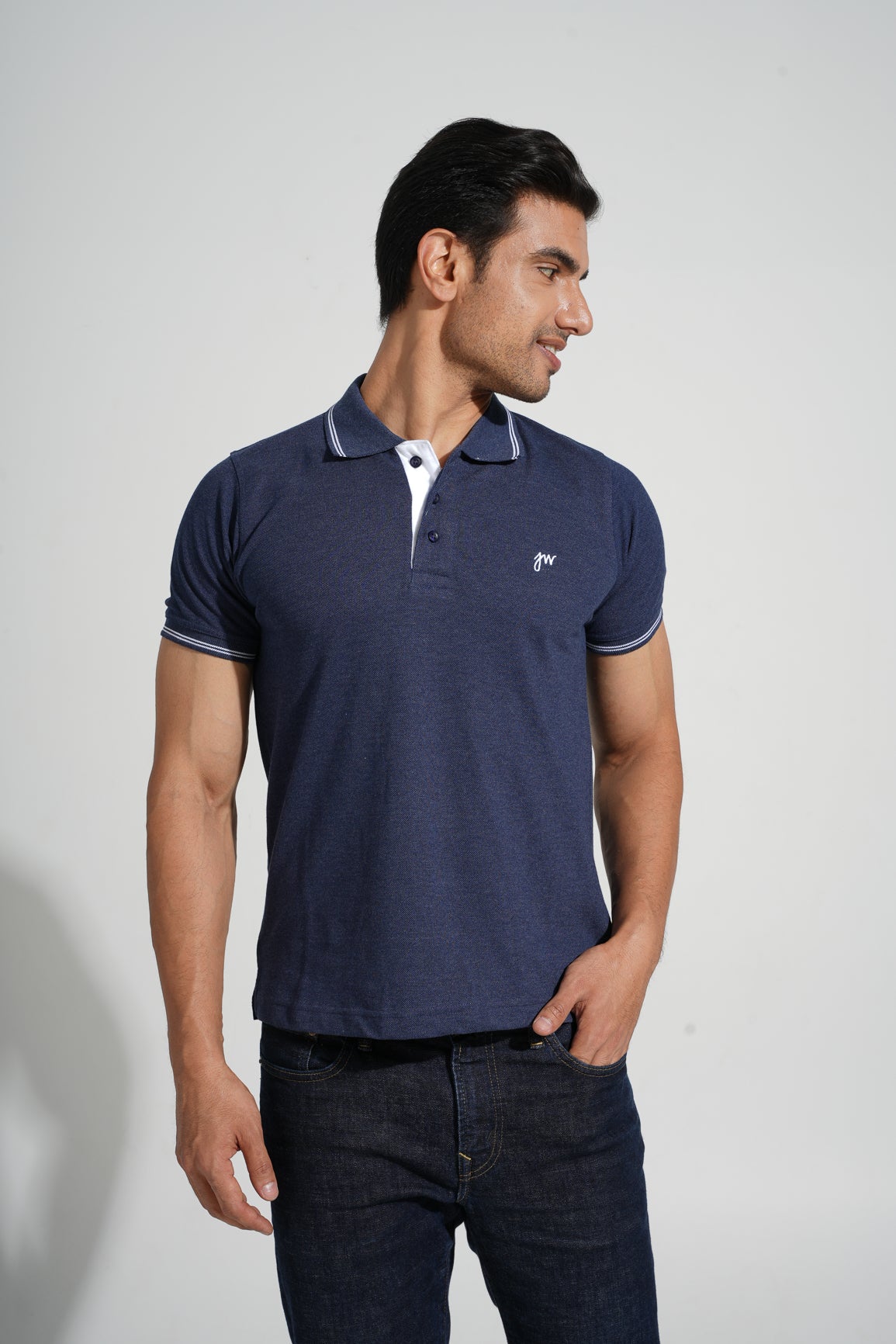 Zeru - Tipped Men's Polo - Dark Denim