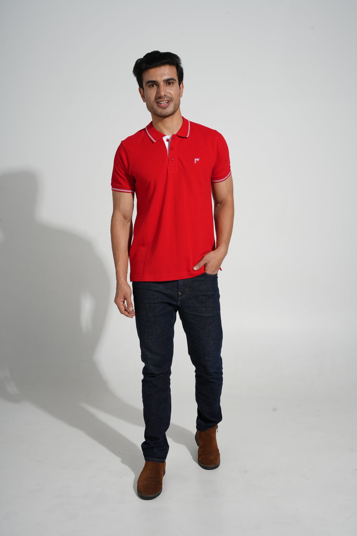 Lah - Tipped men's Polo - Racer Red