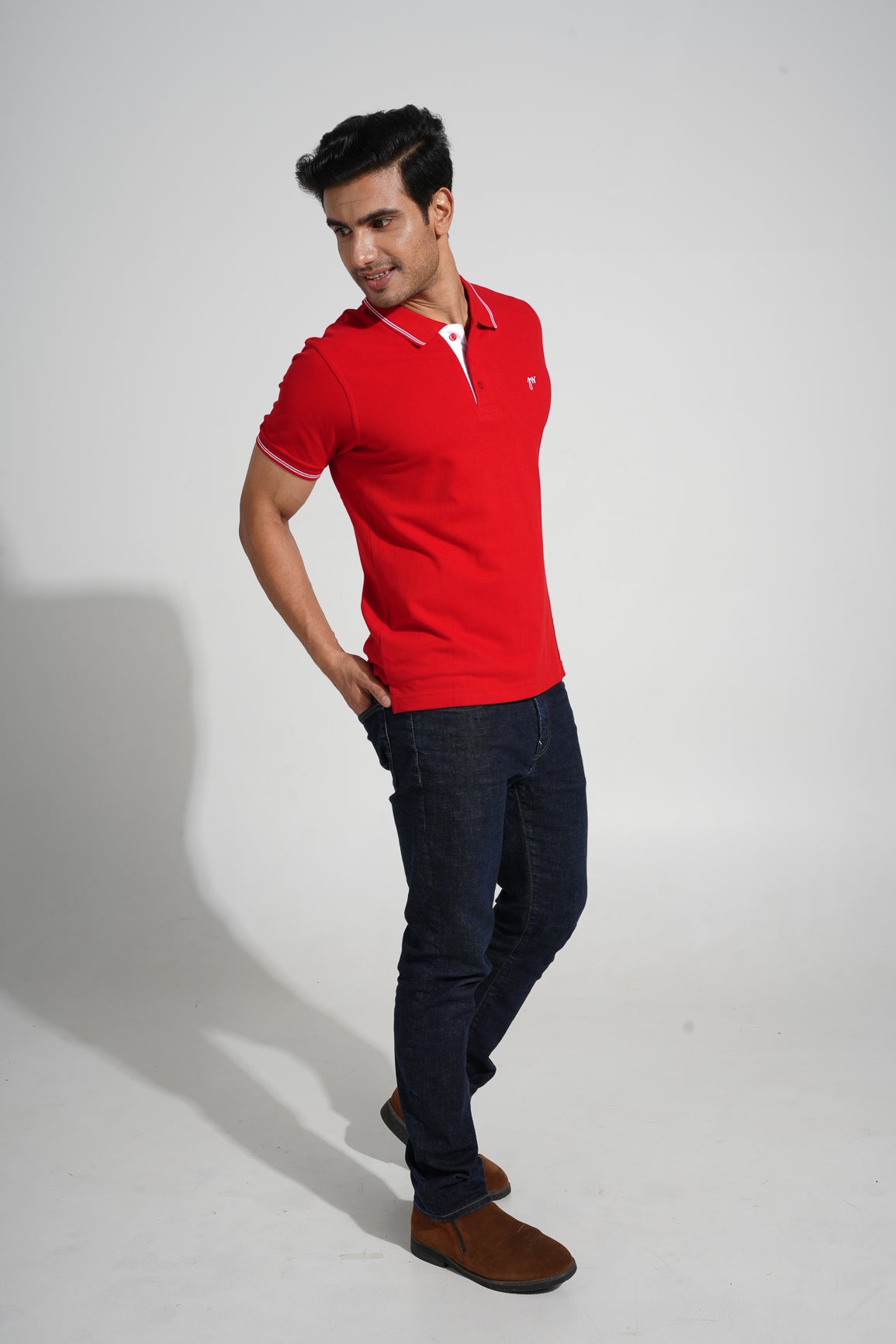 Lah - Tipped men's Polo - Racer Red