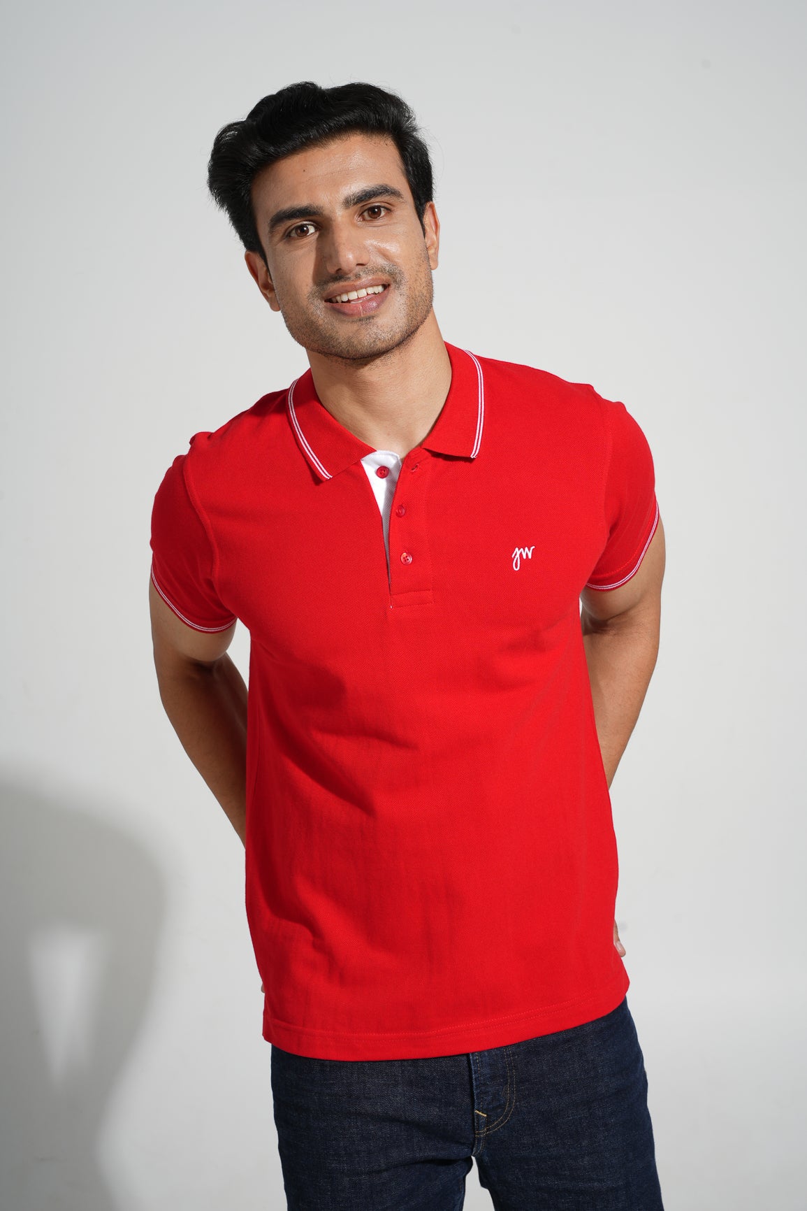 Lah - Tipped men's Polo - Racer Red